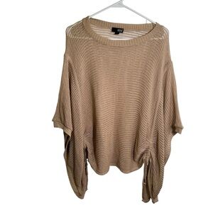 A.n.a Cover Up Sweater Beige Cinched Sides Batwing L/XL
